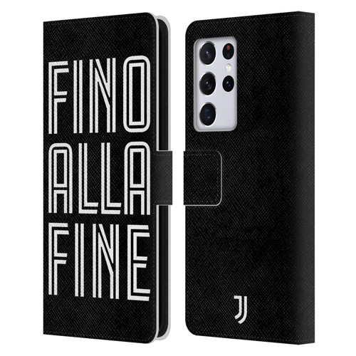 Juventus Football Club Type Fino Alla Fine Black Leather Book Wallet Case Cover For Samsung Galaxy S21 Ultra 5G