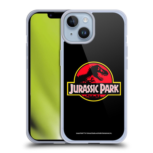 Jurassic Park Logo Plain Black Soft Gel Case for Apple iPhone 14