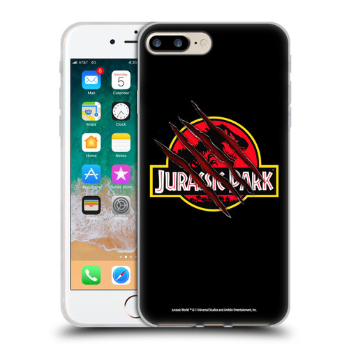 Jurassic Park Logo Plain Black Claw Soft Gel Case for Apple iPhone 7 Plus / iPhone 8 Plus