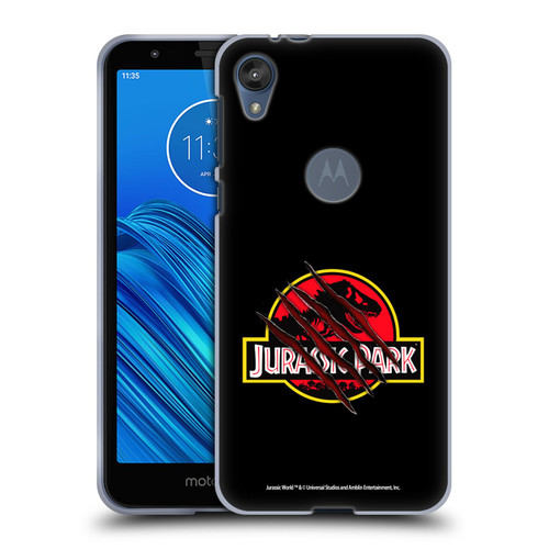 Jurassic Park Logo Plain Black Claw Soft Gel Case for Motorola Moto E6