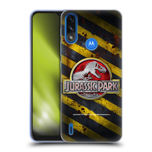 Jurassic Park Logo Distressed Crosswalk Soft Gel Case for Motorola Moto E7 Power / Moto E7i Power