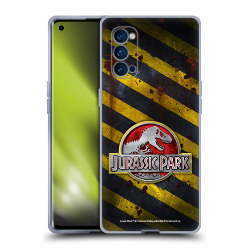 Jurassic Park Logo Distressed Crosswalk Soft Gel Case for OPPO Reno 4 Pro 5G