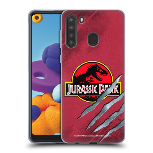 Jurassic Park Logo Red Claw Soft Gel Case for Samsung Galaxy A21 (2020)