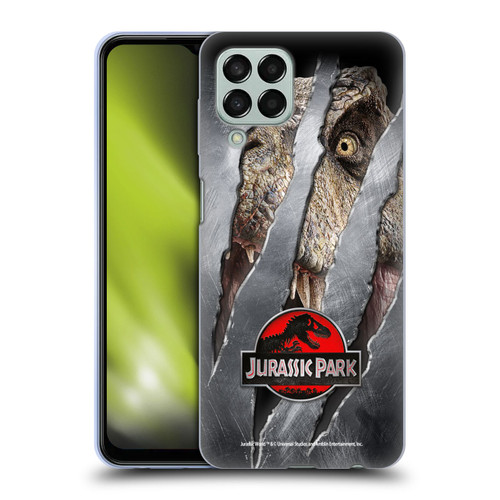 Jurassic Park Logo T-Rex Claw Mark Soft Gel Case for Samsung Galaxy M33 (2022)