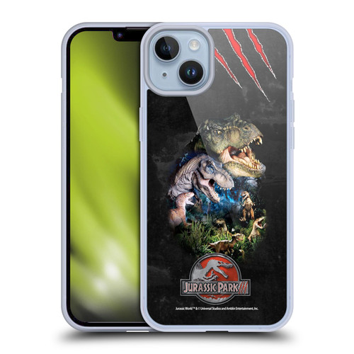 Jurassic Park III Key Art Dinosaurs Soft Gel Case for Apple iPhone 14 Plus