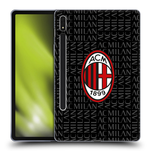 AC Milan Crest Patterns Red And Grey Soft Gel Case for Samsung Galaxy Tab S8