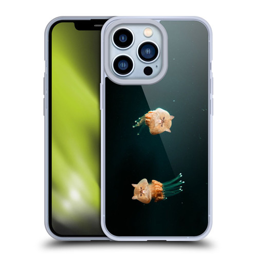 Pixelmated Animals Surreal Pets Jellyfish Cats Soft Gel Case for Apple iPhone 13 Pro