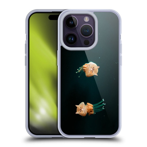 Pixelmated Animals Surreal Pets Jellyfish Cats Soft Gel Case for Apple iPhone 14 Pro
