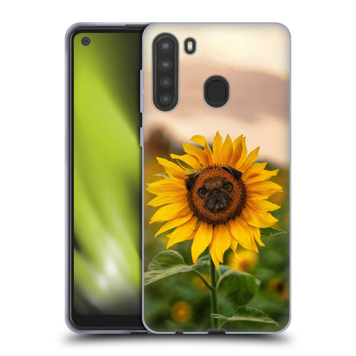 Pixelmated Animals Surreal Pets Pugflower Soft Gel Case for Samsung Galaxy A21 (2020)