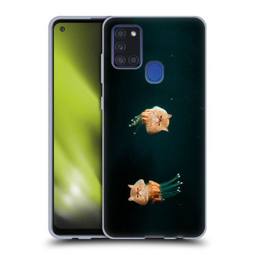 Pixelmated Animals Surreal Pets Jellyfish Cats Soft Gel Case for Samsung Galaxy A21s (2020)