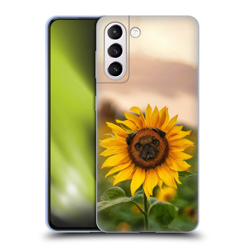Pixelmated Animals Surreal Pets Pugflower Soft Gel Case for Samsung Galaxy S21+ 5G