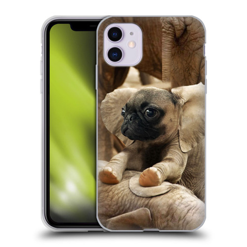 Pixelmated Animals Surreal Wildlife Pugephant Soft Gel Case for Apple iPhone 11