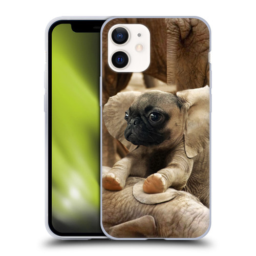 Pixelmated Animals Surreal Wildlife Pugephant Soft Gel Case for Apple iPhone 12 Mini
