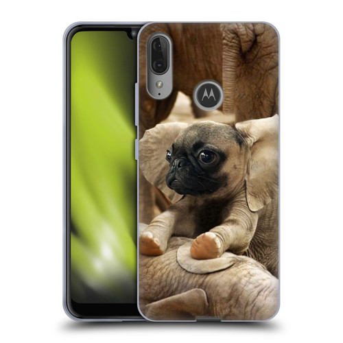 Pixelmated Animals Surreal Wildlife Pugephant Soft Gel Case for Motorola Moto E6 Plus