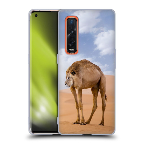 Pixelmated Animals Surreal Wildlife Camel Lion Soft Gel Case for OPPO Find X2 Pro 5G