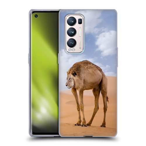 Pixelmated Animals Surreal Wildlife Camel Lion Soft Gel Case for OPPO Find X3 Neo / Reno5 Pro+ 5G