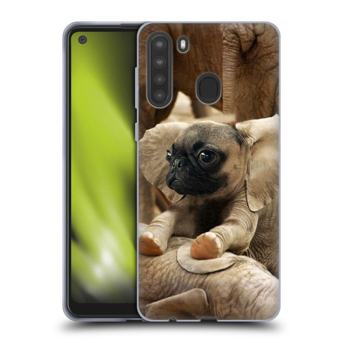 Pixelmated Animals Surreal Wildlife Pugephant Soft Gel Case for Samsung Galaxy A21 (2020)
