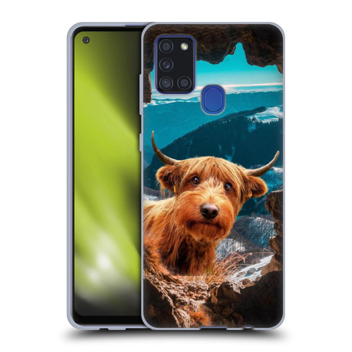 Pixelmated Animals Surreal Wildlife Cowpup Soft Gel Case for Samsung Galaxy A21s (2020)