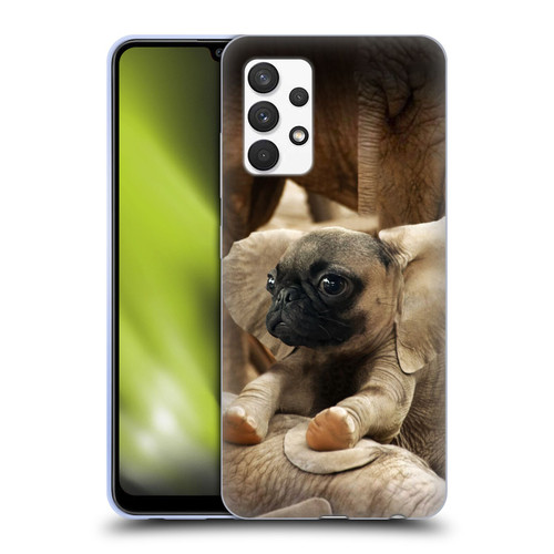 Pixelmated Animals Surreal Wildlife Pugephant Soft Gel Case for Samsung Galaxy A32 (2021)