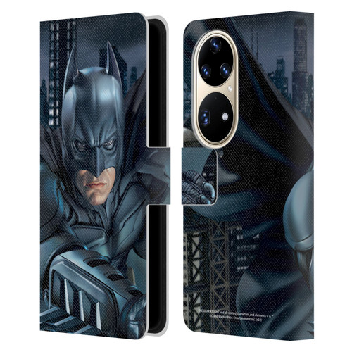 The Dark Knight Character Art Batman Leather Book Wallet Case Cover For Huawei P50 Pro