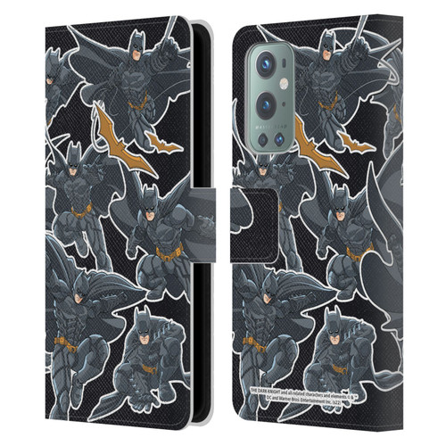 The Dark Knight Character Art Batman Sticker Collage Leather Book Wallet Case Cover For OnePlus 9