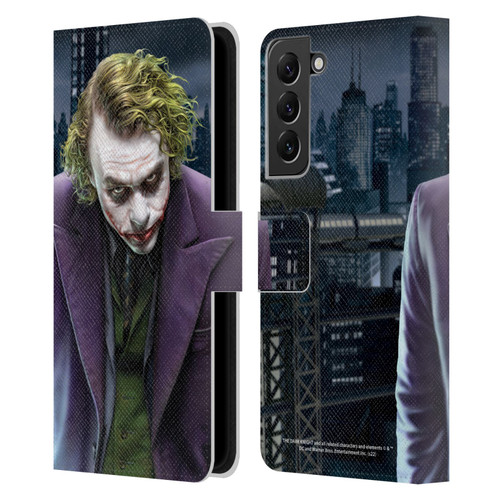 The Dark Knight Character Art Joker Leather Book Wallet Case Cover For Samsung Galaxy S22+ 5G