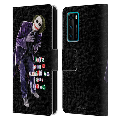 The Dark Knight Graphics Joker Put A Smile Leather Book Wallet Case Cover For Huawei P40 5G