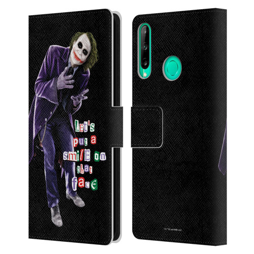 The Dark Knight Graphics Joker Put A Smile Leather Book Wallet Case Cover For Huawei P40 lite E