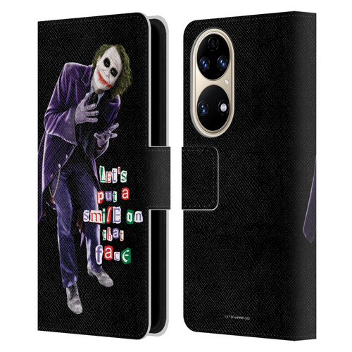 The Dark Knight Graphics Joker Put A Smile Leather Book Wallet Case Cover For Huawei P50