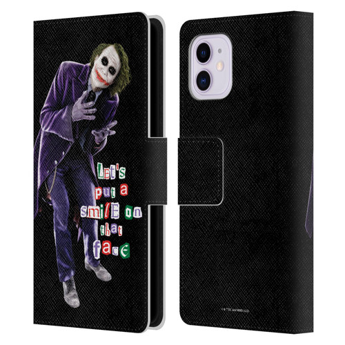 The Dark Knight Graphics Joker Put A Smile Leather Book Wallet Case Cover For Apple iPhone 11