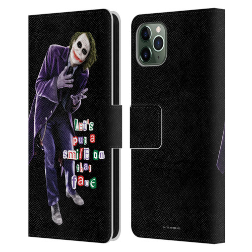 The Dark Knight Graphics Joker Put A Smile Leather Book Wallet Case Cover For Apple iPhone 11 Pro Max