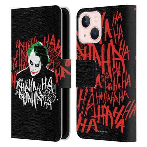 The Dark Knight Graphics Joker Laugh Leather Book Wallet Case Cover For Apple iPhone 13 Mini