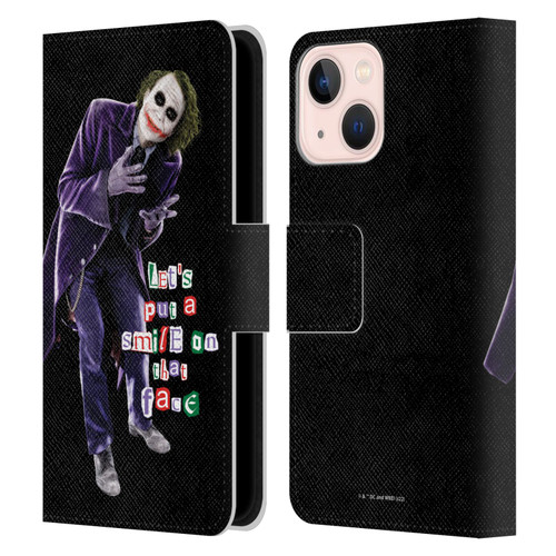 The Dark Knight Graphics Joker Put A Smile Leather Book Wallet Case Cover For Apple iPhone 13 Mini