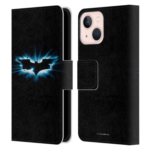 The Dark Knight Graphics Logo Black Leather Book Wallet Case Cover For Apple iPhone 13 Mini