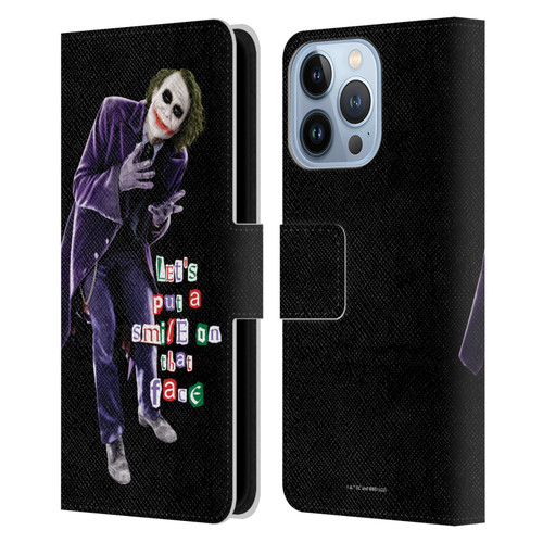 The Dark Knight Graphics Joker Put A Smile Leather Book Wallet Case Cover For Apple iPhone 13 Pro