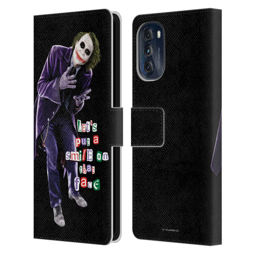 The Dark Knight Graphics Joker Put A Smile Leather Book Wallet Case Cover For Motorola Moto G (2022)