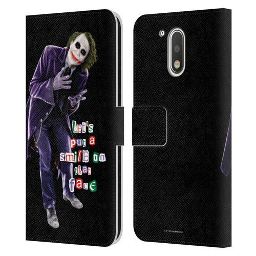 The Dark Knight Graphics Joker Put A Smile Leather Book Wallet Case Cover For Motorola Moto G41