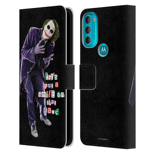 The Dark Knight Graphics Joker Put A Smile Leather Book Wallet Case Cover For Motorola Moto G71 5G