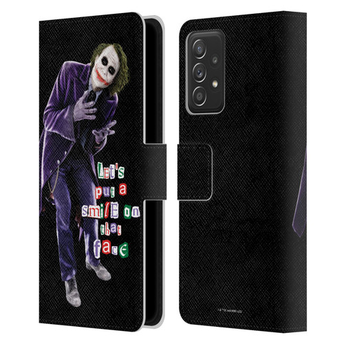 The Dark Knight Graphics Joker Put A Smile Leather Book Wallet Case Cover For Samsung Galaxy A52 / A52s / 5G (2021)