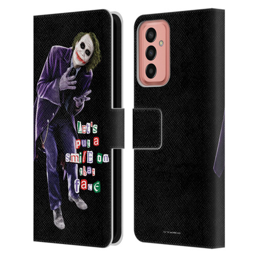 The Dark Knight Graphics Joker Put A Smile Leather Book Wallet Case Cover For Samsung Galaxy M13 (2022)