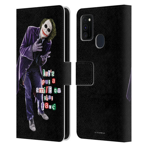 The Dark Knight Graphics Joker Put A Smile Leather Book Wallet Case Cover For Samsung Galaxy M30s (2019)/M21 (2020)