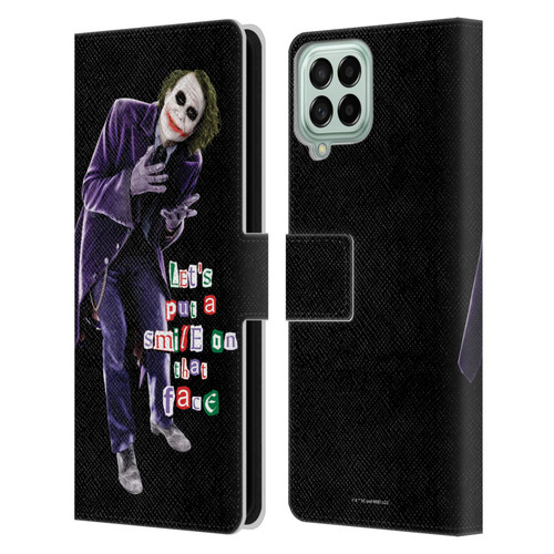 The Dark Knight Graphics Joker Put A Smile Leather Book Wallet Case Cover For Samsung Galaxy M33 (2022)