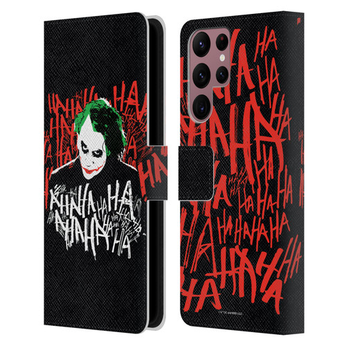 The Dark Knight Graphics Joker Laugh Leather Book Wallet Case Cover For Samsung Galaxy S22 Ultra 5G
