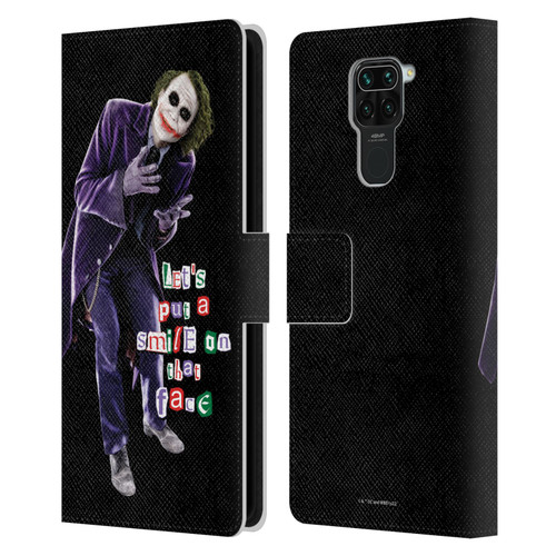 The Dark Knight Graphics Joker Put A Smile Leather Book Wallet Case Cover For Xiaomi Redmi Note 9 / Redmi 10X 4G