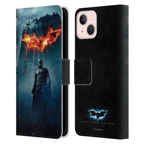The Dark Knight Key Art Batman Poster Leather Book Wallet Case Cover For Apple iPhone 13