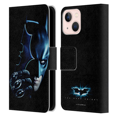 The Dark Knight Key Art Batman Batarang Leather Book Wallet Case Cover For Apple iPhone 13 Mini