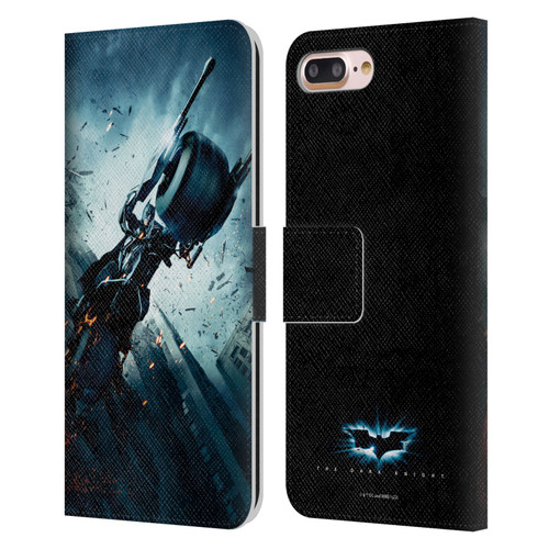 The Dark Knight Key Art Batman Batpod Leather Book Wallet Case Cover For Apple iPhone 7 Plus / iPhone 8 Plus
