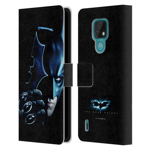 The Dark Knight Key Art Batman Batarang Leather Book Wallet Case Cover For Motorola Moto E7