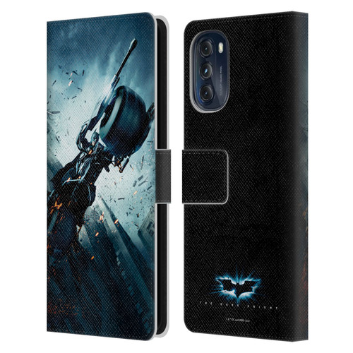The Dark Knight Key Art Batman Batpod Leather Book Wallet Case Cover For Motorola Moto G (2022)