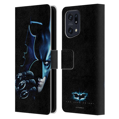 The Dark Knight Key Art Batman Batarang Leather Book Wallet Case Cover For OPPO Find X5